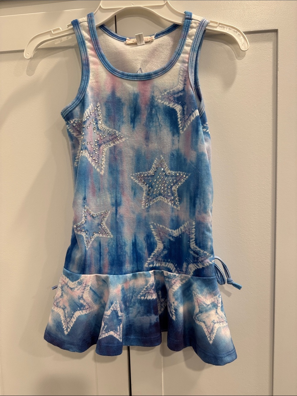 Girls Blue Tie-Dye Star Tank Dress
